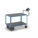 Eldriven Rullvagn Edessa, 2 hyllplan av plast, LxBxH 1670 x 800 x 1300 mm, blå