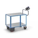 Eldriven Rullvagn Edessa, 2 hyllplan galvaniserade, LxBxH 1470 x 700 x 1300 mm, blå