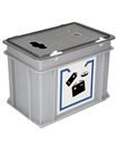 Insamlingsbox för batterier Sanna, med lock och inkastöppning, volym 9, LxBxH 300 x 200 x 230 mm