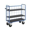 Postbur 500 kg Noor, med gallerväggar, på 3 sidor, längd 1220 mm, inkl. 2 hyllplan