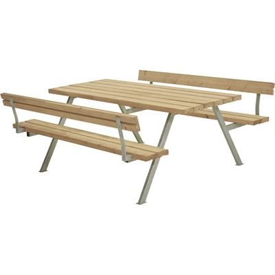 Bänkbord Dante, med ryggstöd, för 6 personer, längd 1770 mm, brun