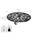 Blomvagn Stål Svart Wagner, lastkapacitet 60 kg, rund, Ø 300 mm, svart