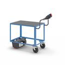 Eldriven Rullvagn Edessa, 1 hyllplan av plast, LxBxH 1470 x 700 x 1300 mm, blå