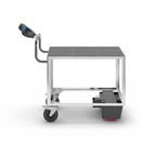 Eldriven Rullvagn Edessa, 1 hyllplan av plast, LxBxH 1470 x 700 x 1300 mm, galvaniserad