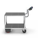 Eldriven Rullvagn Edessa, 2 hyllplan av plast, LxBxH 1470 x 700 x 1300 mm, galvaniserad