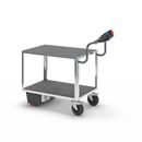 Eldriven Rullvagn Edessa, 2 hyllplan av plast, LxBxH 1470 x 700 x 1300 mm, galvaniserad