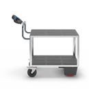 Eldriven Rullvagn Edessa, 2 hyllplan av plast, LxBxH 1470 x 700 x 1300 mm, galvaniserad