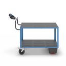 Eldriven Rullvagn Edessa, 2 hyllplan av plast, LxBxH 1670 x 800 x 1300 mm, blå