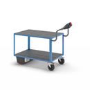 Eldriven Rullvagn Edessa, 2 hyllplan av plast, LxBxH 1670 x 800 x 1300 mm, blå