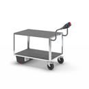 Eldriven Rullvagn Edessa, 2 hyllplan av plast, LxBxH 1670 x 800 x 1300 mm, galvaniserad