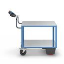 Eldriven Rullvagn Edessa, 2 hyllplan galvaniserade, LxBxH 1470 x 700 x 1300 mm, blå