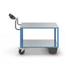 Eldriven Rullvagn Edessa, 2 hyllplan galvaniserade, LxBxH 1670 x 800 x 1300 mm, blå