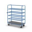 Hyllvagn Grotte, för 8 hyllplan, inkl. 4 hyllplan, med gallerhyllor