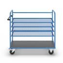 Hyllvagn Grotte, för 5 hyllplan, inkl. 4 hyllplan, med gallerhyllor