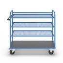 Hyllvagn Grotte, för 5 hyllplan, inkl. 3 hyllplan, med gallerhyllor