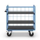 Postbur 500 kg Noor, med gallerväggar, på 3 sidor, längd 1220 mm, inkl. 2 hyllplan