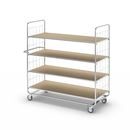 Hyllvagn Telma ESD, långa varianter, 4 länkhjul, 4 hyllor, LxBxH 1195 x 470 x 1120 mm, 2 med broms, från 5 st