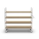 Hyllvagn Telma ESD, långa varianter, 4 länkhjul, 4 hyllor, LxBxH 1395 x 470 x 1120 mm, 2 med broms