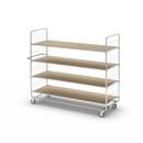 Hyllvagn Telma ESD, långa varianter, 4 länkhjul, 4 hyllor, LxBxH 1395 x 470 x 1120 mm, 2 med broms, från 2 st