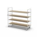 Hyllvagn Telma ESD, långa varianter, 4 länkhjul, 4 hyllor, LxBxH 1395 x 470 x 1120 mm, 2 med broms, från 5 st