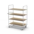 Hyllvagn Telma ESD, korta varianter, 4 länkhjul, 4 hyllor, LxBxH 945 x 470 x 1120 mm, 2 med broms, från 2 st