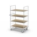 Hyllvagn Telma ESD, korta varianter, 4 länkhjul, 4 hyllor, LxBxH 815 x 470 x 1120 mm, 2 med broms, från 5 st