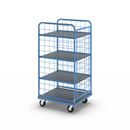 Postbur Olaus, gallerklädd på 3 sidor, lastyta 750 x 650 mm, med 3 hyllplan