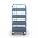 Postbur Olaus, gallerklädd på 3 sidor, lastyta 750 x 650 mm, med 3 hyllplan