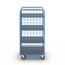 Postbur Olaus, gallerklädd på 3 sidor, lastyta 750 x 650 mm, med 3 hyllplan