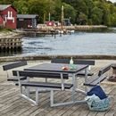 Picknickbord Erina, återvunnen plast, svart, med ryggstöd