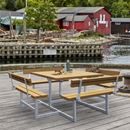 Bänkbord Ela, LxD 2240 x 2240 mm, med 4 ryggstöd, teak