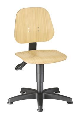 Arbetsstol Flexus, höjdinställning med gasfjäder, bokfanér, med glidfötter