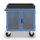 Verkstadsvagn Indra, stålplåt på 3 sidor, dörrar av Makrolon®, utan hyllplan