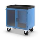 Verkstadsvagn Indra, stålplåt på 3 sidor, dörrar av Makrolon®, utan hyllplan