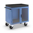 Verkstadsvagn Indra, stålplåt på 3 sidor, dörrar av Makrolon®, utan hyllplan