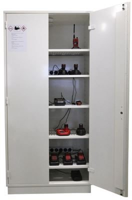 Batteriskåp, brandisolerat Ivan, 2 larmsensorer, 1 grenuttag, HxBxD 2095 x 1000 x 470 mm