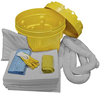 Spillkit Enar, i säkerhetsfat, volym 75 l, utförande universal, grå