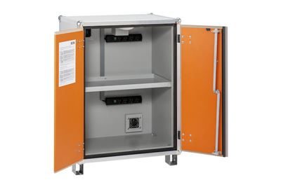 Batteriskåp Arthur, med fötter, höjd 1110 mm, 230 V, orange/grå