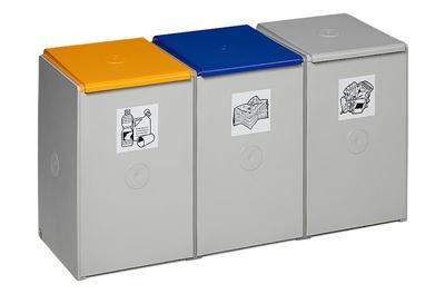 Källsorteringskärl Emre, station med vardera 60 liters volym, med 3 fack