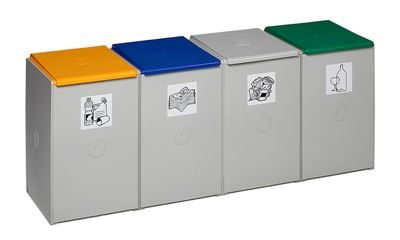 Källsorteringskärl Emre, station med vardera 60 liters volym, med 4 fack