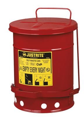 Brandsäker avfallsbehållare Herman, rund, med pedal, volym 20 l