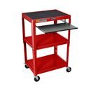 Bordsvagn Nomi, 3 hyllplan, med utdrag, rött stativ