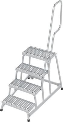 Arbetstrappa med räcke Ella, med gallertrappsteg, på en sida, 4 steg