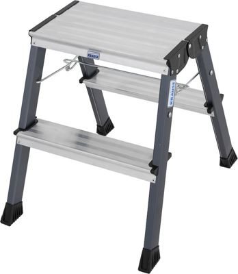 Dubbelsidig Trappstege Ellie, aluminiumsteg med räfflad yta, 2 steg per sida