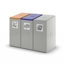 Källsorteringskärl Emre, station med vardera 40 liters volym, med 3 fack