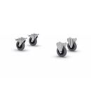 Hjulsats till hyllvagn med rostfri sarg CustomLine, 2 bromsade länkhjul, 2 fasta hjul, massivgummi, lämnar inga märken Ø 160 mm