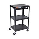 Bordsvagn Nomi, 3 hyllplan, med utdrag, svart stativ