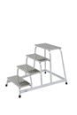 Arbetstrappa Hildur, räfflad aluminiumplåt, ensidig, 4 steg
