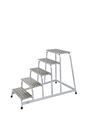 Arbetstrappa Hildur, räfflad aluminiumplåt, ensidig, 5 steg