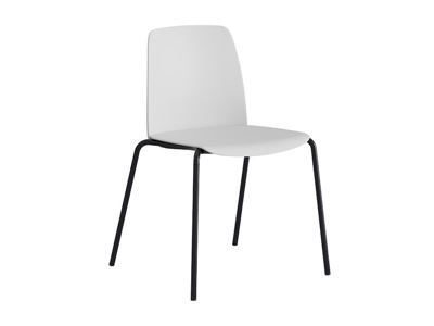 Stol Helmer, sits/ryggstöd i plast, 4-pack, sits vit, underrede svart